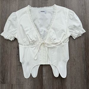 Danielle Guizio White Tie Corset Top